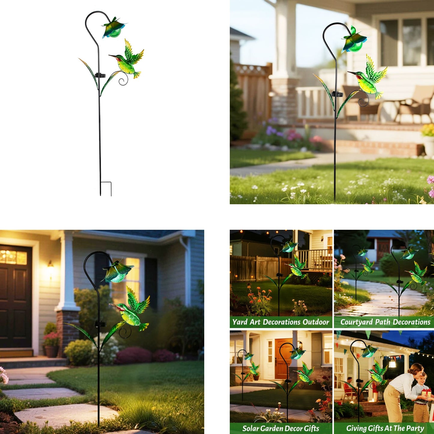 SM25368 Metal Hummingbird Solar Garden Stake Lights