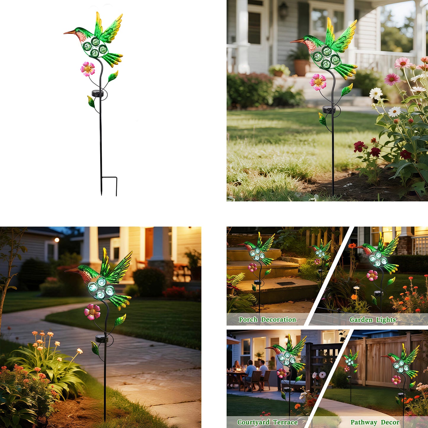 SM25370 Metal Hummingbird Solar Garden Stake Lights
