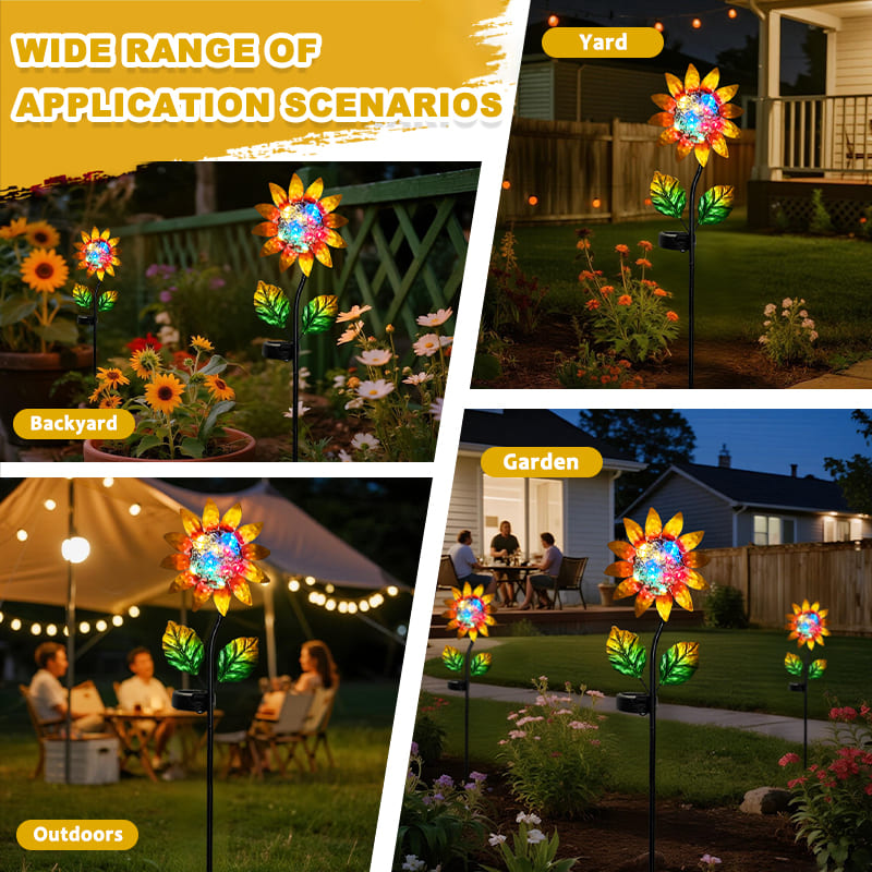 SM25358 Metal Sunflower Solar Stake Lights