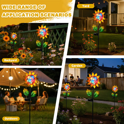 SM25358 Metal Sunflower Solar Stake Lights
