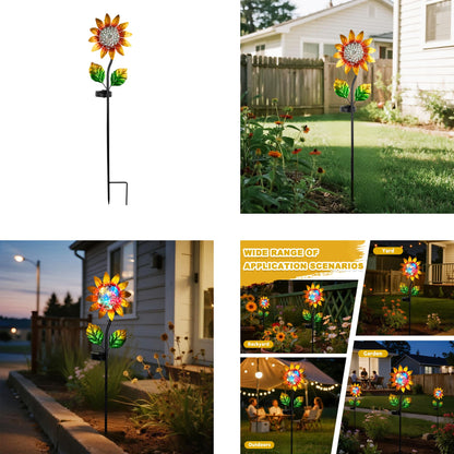 SM25358 Metal Sunflower Solar Stake Lights