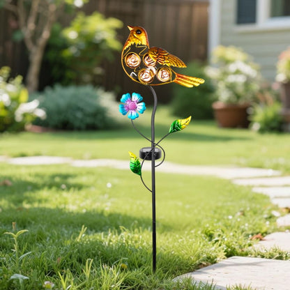 SM25372 Metal Yellow Bird Solar Garden Stake Lights
