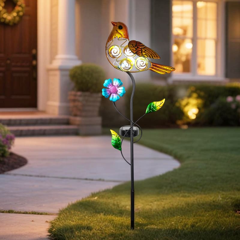 SM25372 Metal Yellow Bird Solar Garden Stake Lights
